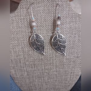 Silver Leaf Dangle Earrings